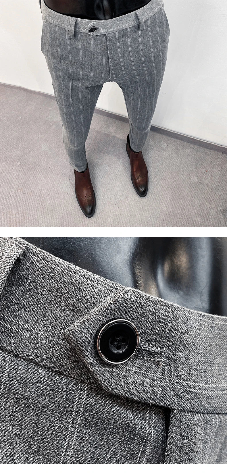 Men’s Slim Fit Formal Suit Pants – Stretch Dress Trousers, Solid Color Business & Casual Wear