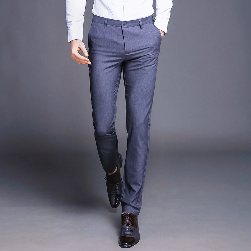 Men’s Classic Slim Fit Suit Pants – Straight Business Casual Trousers for Spring & Autumn
