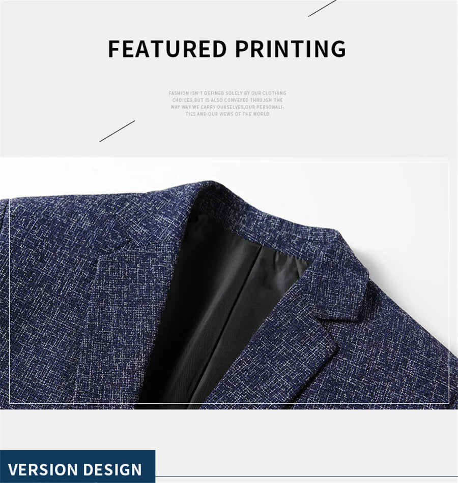 FGKKS 2023 Men's Slim Fit Blazer – Spring & Autumn Fashion Casual Business Suit Jacket