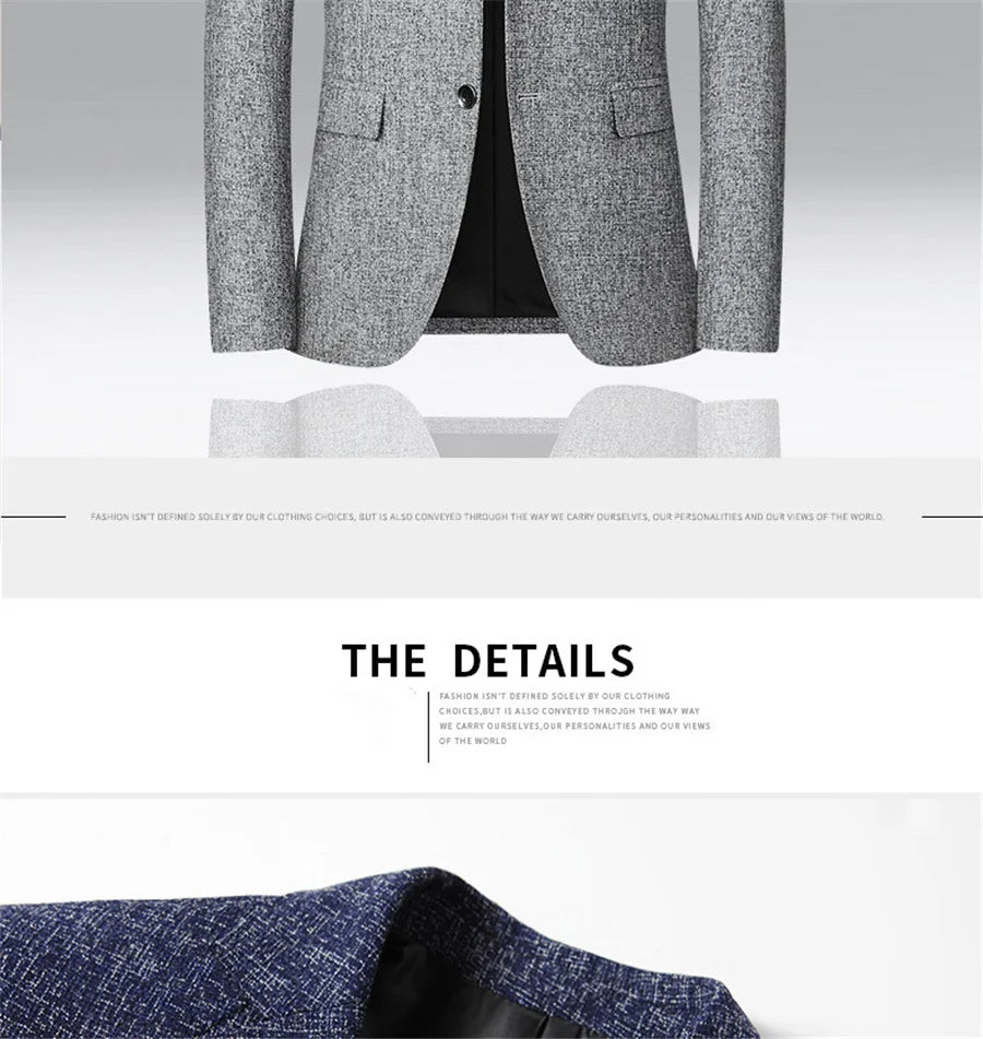 FGKKS 2023 Men's Slim Fit Blazer – Spring & Autumn Fashion Casual Business Suit Jacket