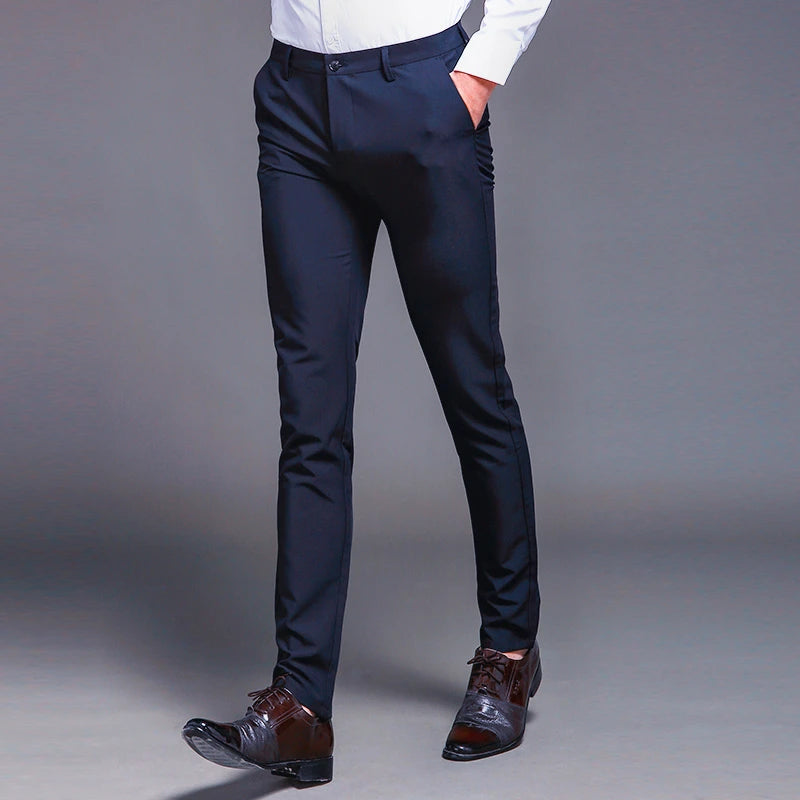 Men’s Classic Slim Fit Suit Pants – Straight Business Casual Trousers for Spring & Autumn