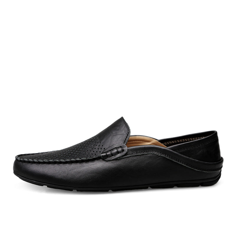 Men’s Summer Casual Leather Moccasins – Breathable Slip-On Boat Shoes, Italian-Style Luxury Driving Loafers