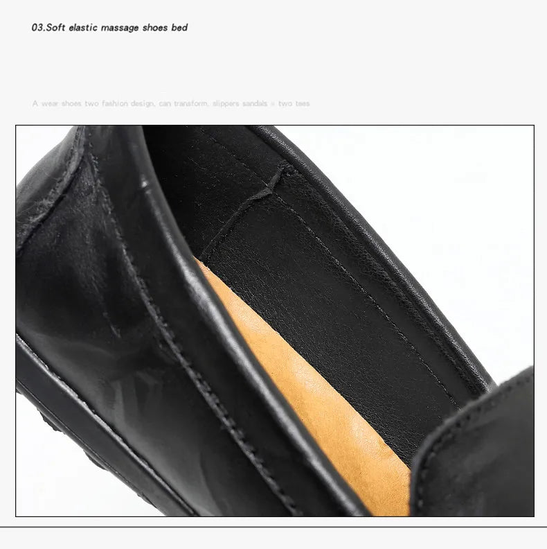 Men’s Genuine Leather Loafers – Luxury Italian Style Slip-On Driving Shoes