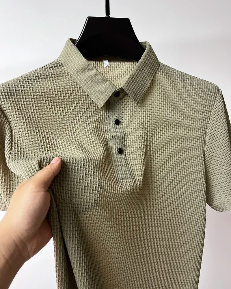 Men's Summer Ice Silk Short Sleeve Polo – Cool, Breathable, Sweat-Absorbing, Business Casual T-Shirt