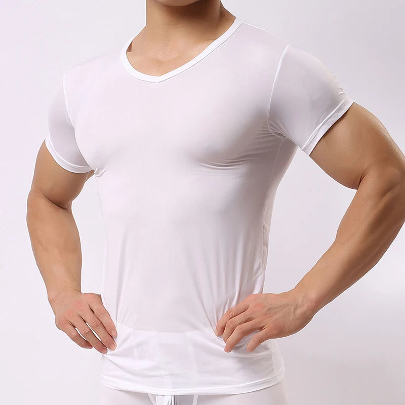 Men’s Ice Silk Quick-Dry T-Shirt – Breathable Slim Fit Summer Top