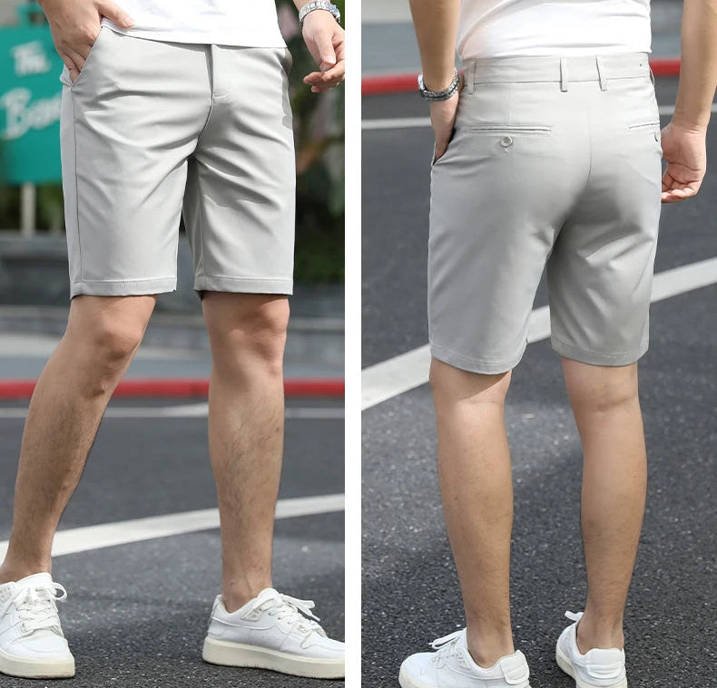 Men’s Summer Slim Fit Stretch Shorts – Lightweight Business Casual Dress Shorts, Fashion High Elastic Waist