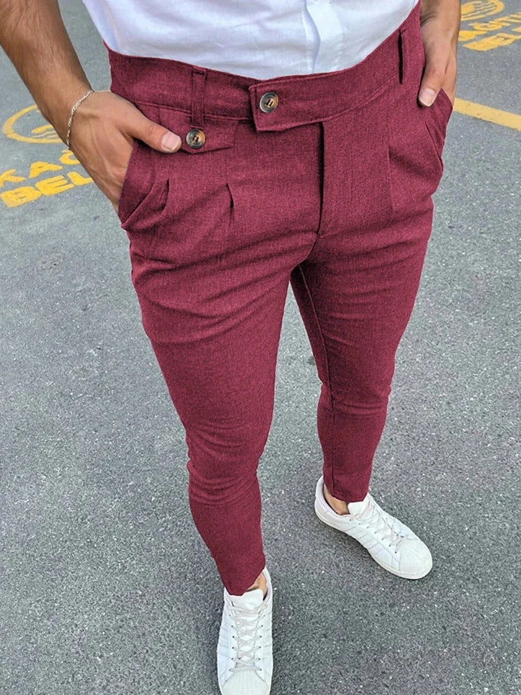 Men’s Slim Fit Casual Trousers – Vintage Pencil Pants