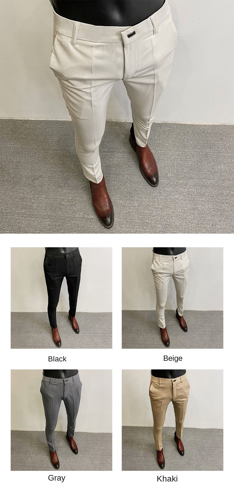 Men’s Slim Fit Formal Suit Pants – Stretch Dress Trousers, Solid Color Business & Casual Wear