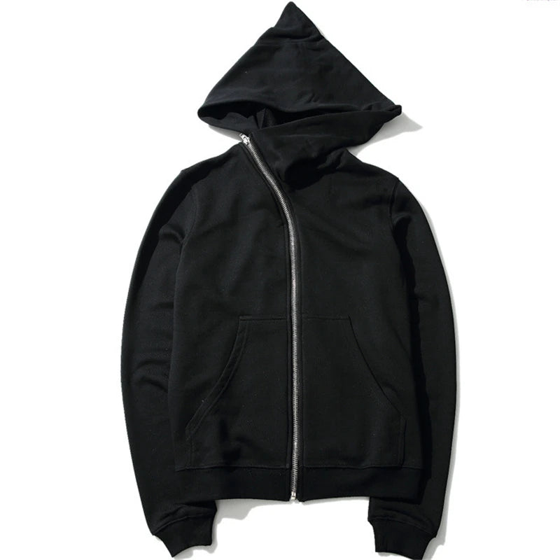 Men’s Hooded Zipper Hoodie – Hip Hop Streetwear Sweatshirt, Skate Style