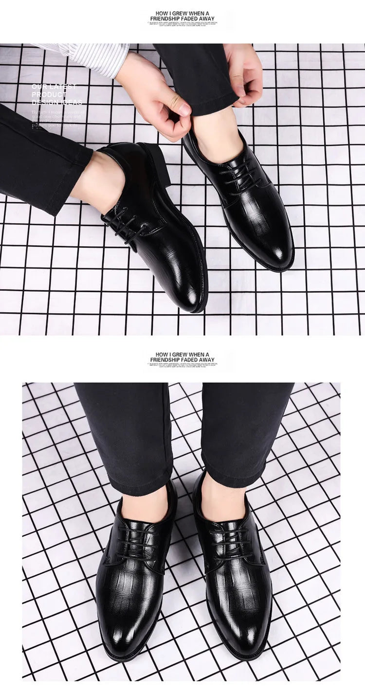 Mens Leather Dress Shoes Men's Formal Social Male Shoe Casual Business Pointed Toe Luxury Party Designer Shoes for Men