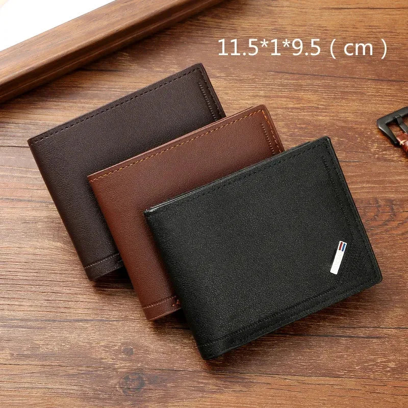 Men's Slim Leather Wallet – Minimalist Soft Leather Bifold, Compact & Durable Short Wallet