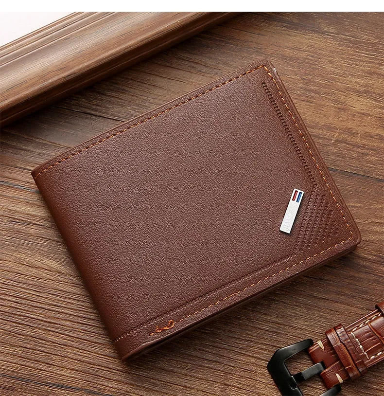 Men's Slim Leather Wallet – Minimalist Soft Leather Bifold, Compact & Durable Short Wallet