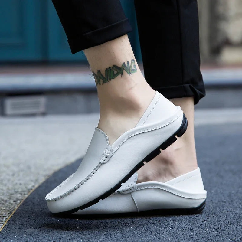 Men’s Casual Genuine Leather Loafers – Designer Slip-On Moccasins & Boat Shoes, High Quality