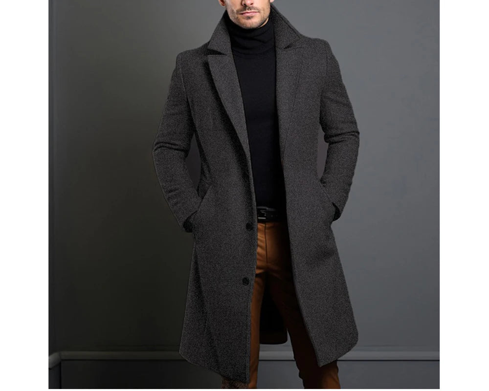 Men’s Luxury Wool Trench Coat – Warm & Stylish Winter Overcoat