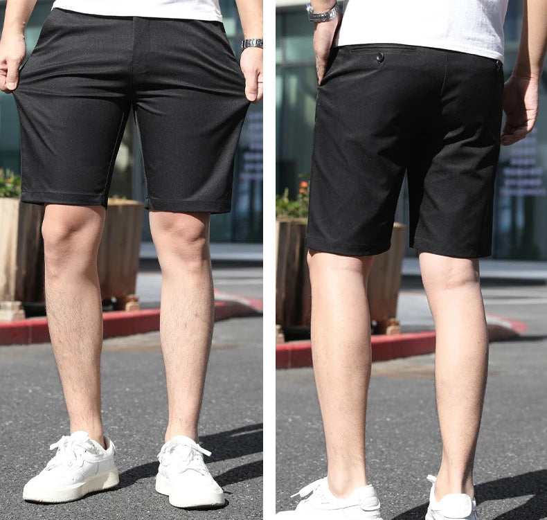 Men’s Summer Slim Fit Stretch Shorts – Lightweight Business Casual Dress Shorts, Fashion High Elastic Waist