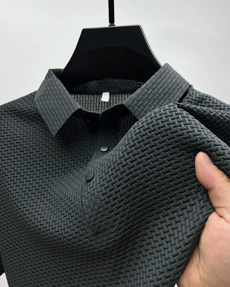 Men's Summer Ice Silk Short Sleeve Polo – Cool, Breathable, Sweat-Absorbing, Business Casual T-Shirt