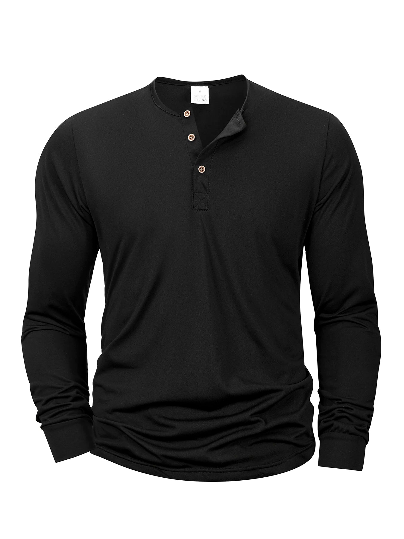Men’s Long Sleeve Henley Shirt – Slim Fit, Casual & Comfortable Fitness Top with Button Neck