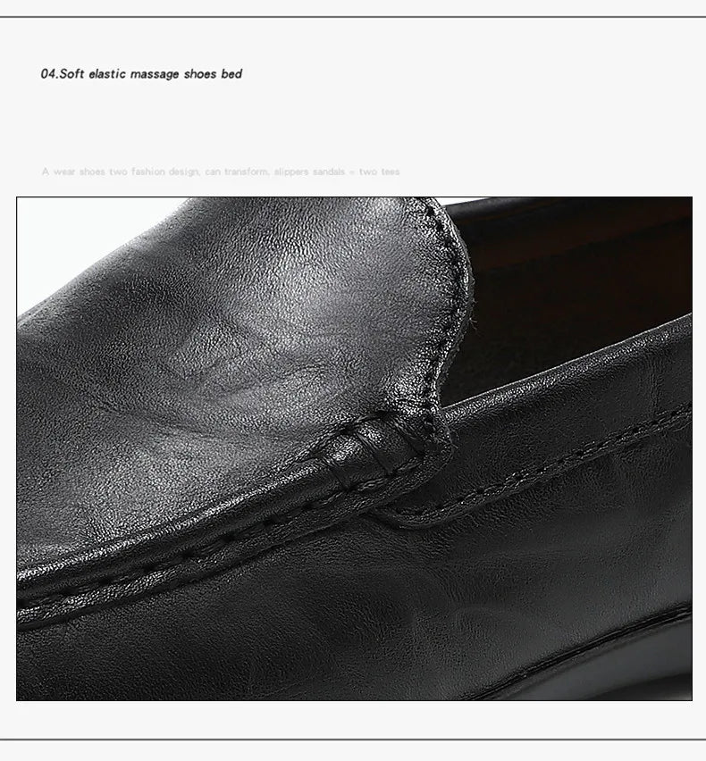 Men’s Genuine Leather Loafers – Luxury Italian Style Slip-On Driving Shoes