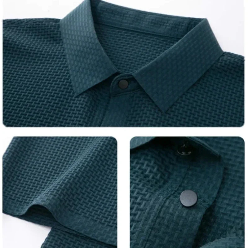 Men's Summer Ice Silk Short Sleeve Polo – Cool, Breathable, Sweat-Absorbing, Business Casual T-Shirt