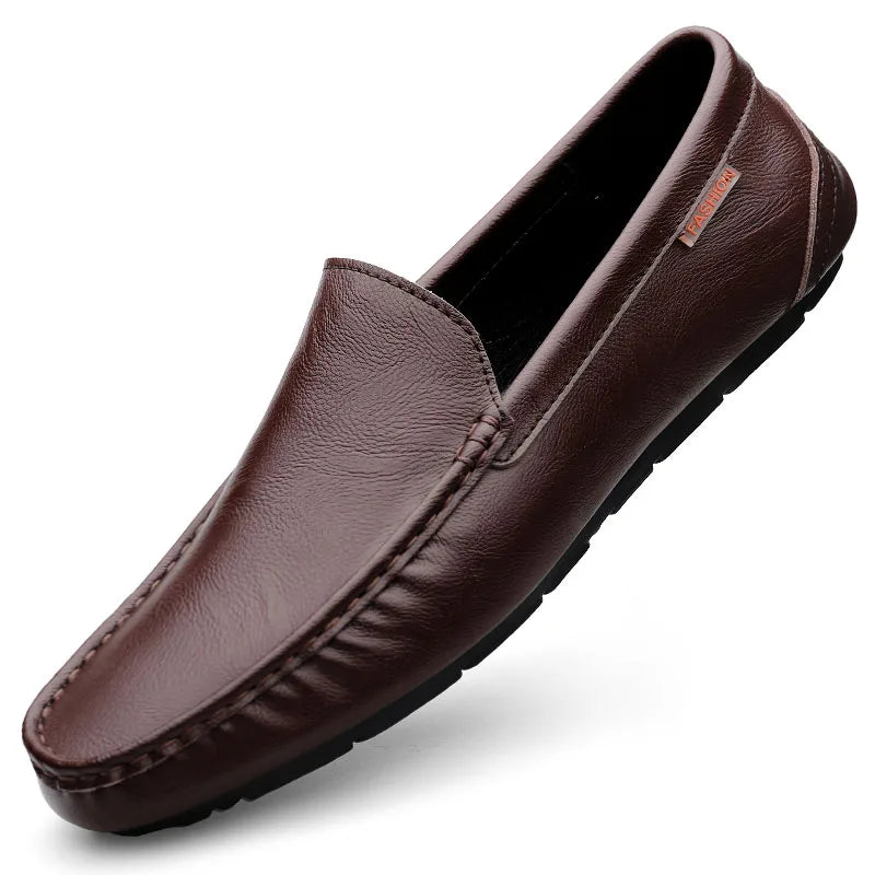 Men’s Genuine Leather Slip-On Loafers – Breathable Luxury Moccasins & Italian Driving Shoes