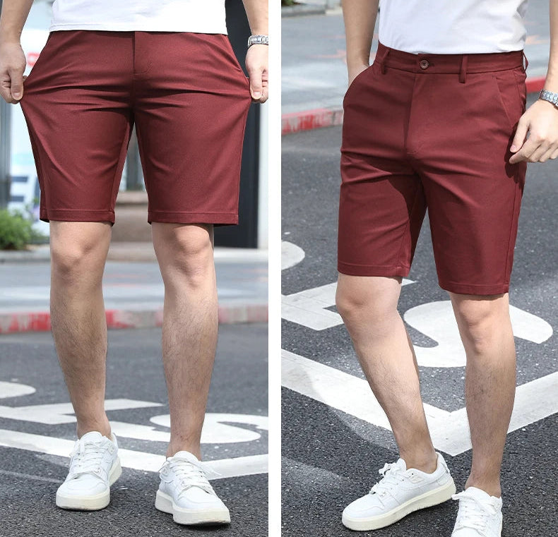 Men’s Summer Slim Fit Stretch Shorts – Lightweight Business Casual Dress Shorts, Fashion High Elastic Waist