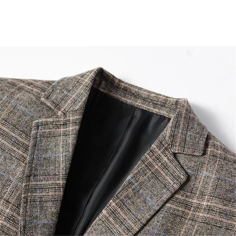 Men’s Plaid Blazer – Spring Wedding & Business Suit Jacket