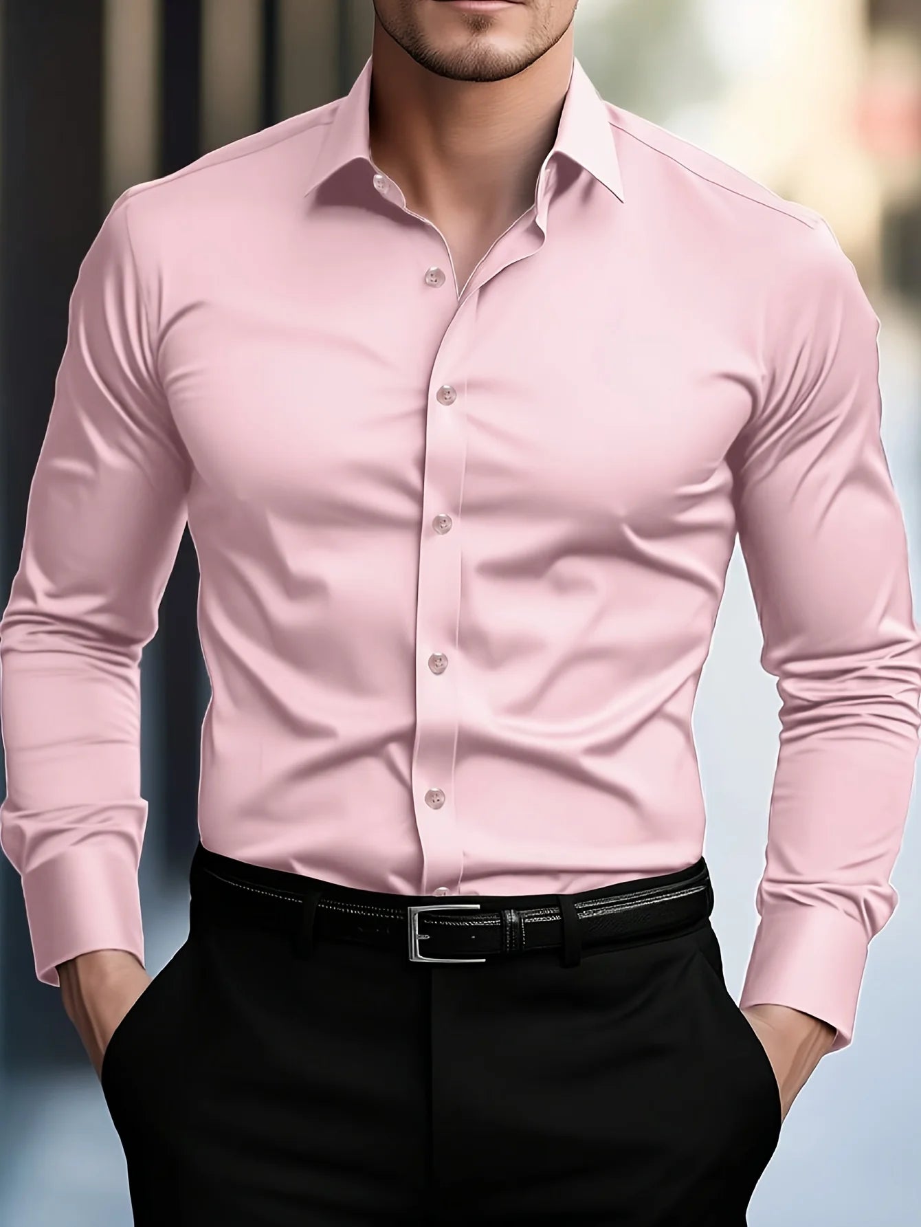 Men’s Dress Shirt – Premium Slim Fit with Stretch Fabric