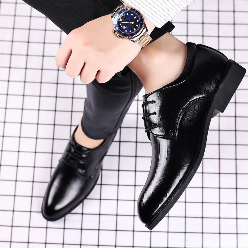 Mens Leather Dress Shoes Men's Formal Social Male Shoe Casual Business Pointed Toe Luxury Party Designer Shoes for Men
