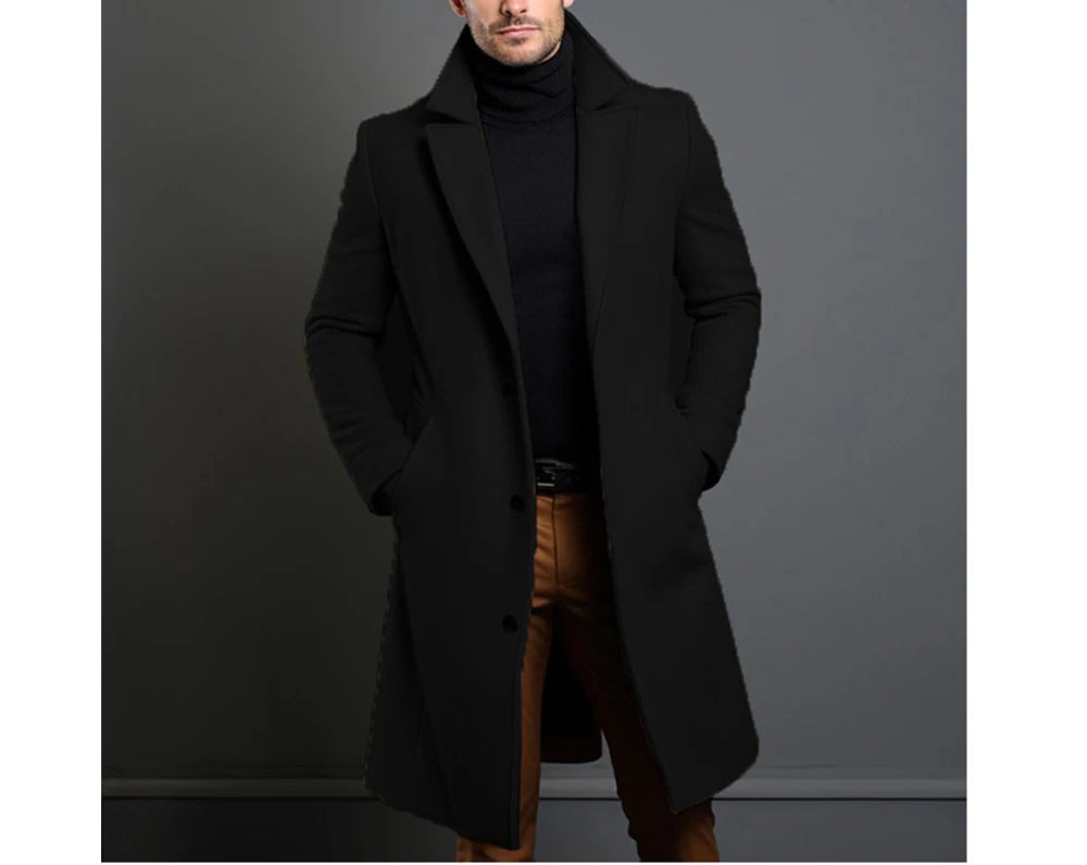 Men’s Luxury Wool Trench Coat – Warm & Stylish Winter Overcoat