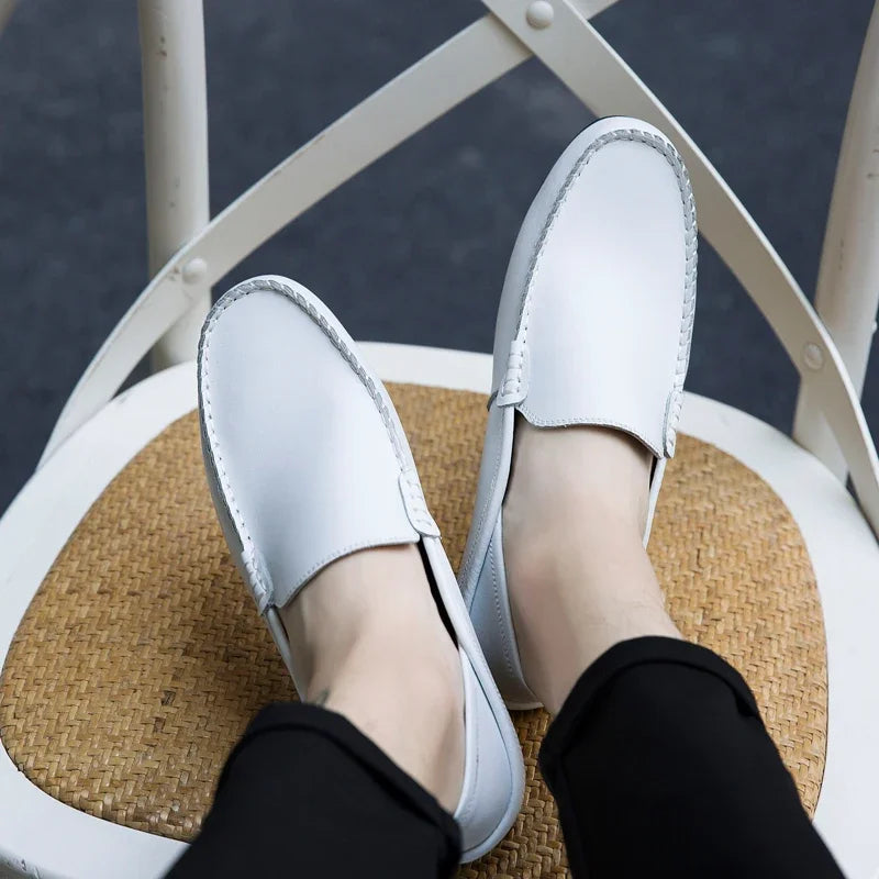 Men’s Casual Genuine Leather Loafers – Designer Slip-On Moccasins & Boat Shoes, High Quality