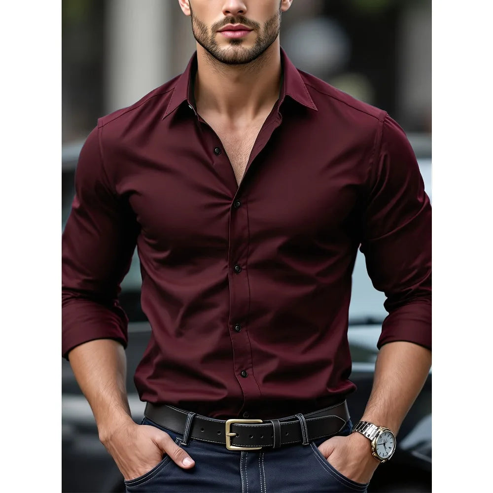 FGKKS Men’s Dress Shirt – Premium Slim Fit with Stretch Fabric