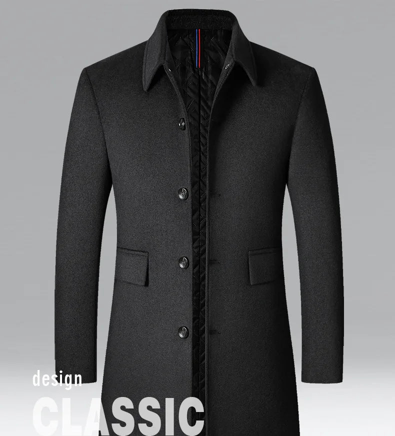 New Men’s Winter Wool Coat – Korean Style Business Trench Jacket