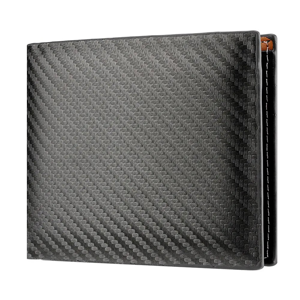 Men's Carbon Fiber Slim Wallet – Short Card Holder with Integrated Zipper Coin Pocket