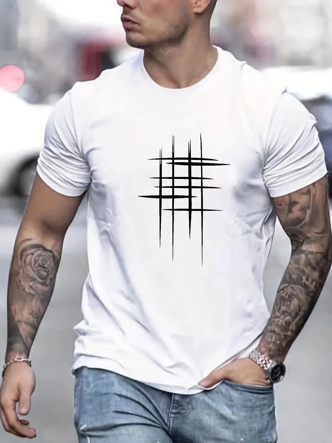 Men’s 100% Cotton Graphic T-Shirt – Loose Fit Summer Top