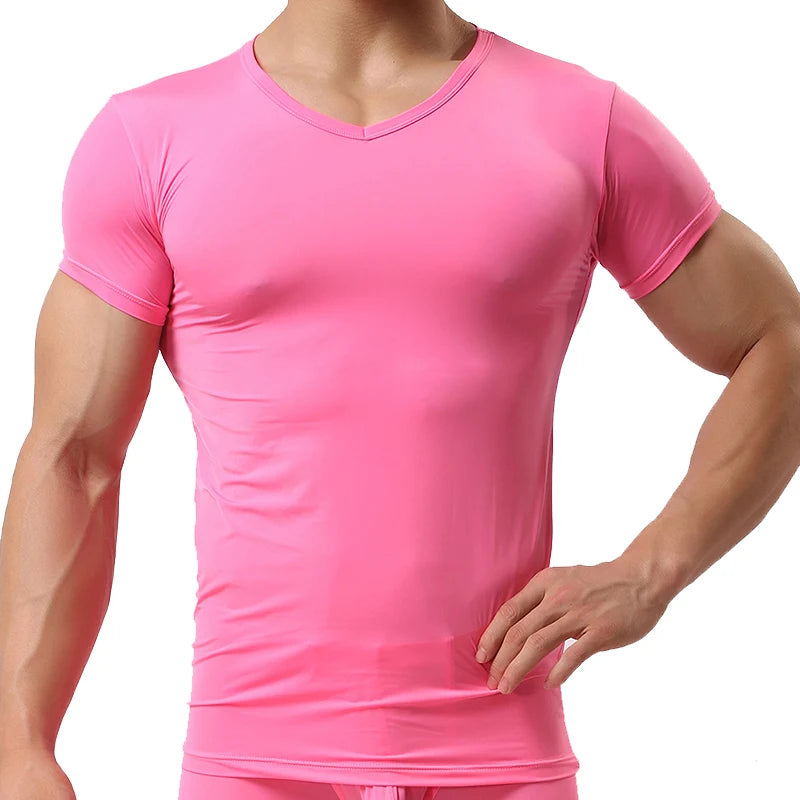 Men’s Ice Silk Quick-Dry T-Shirt – Breathable Slim Fit Summer Top