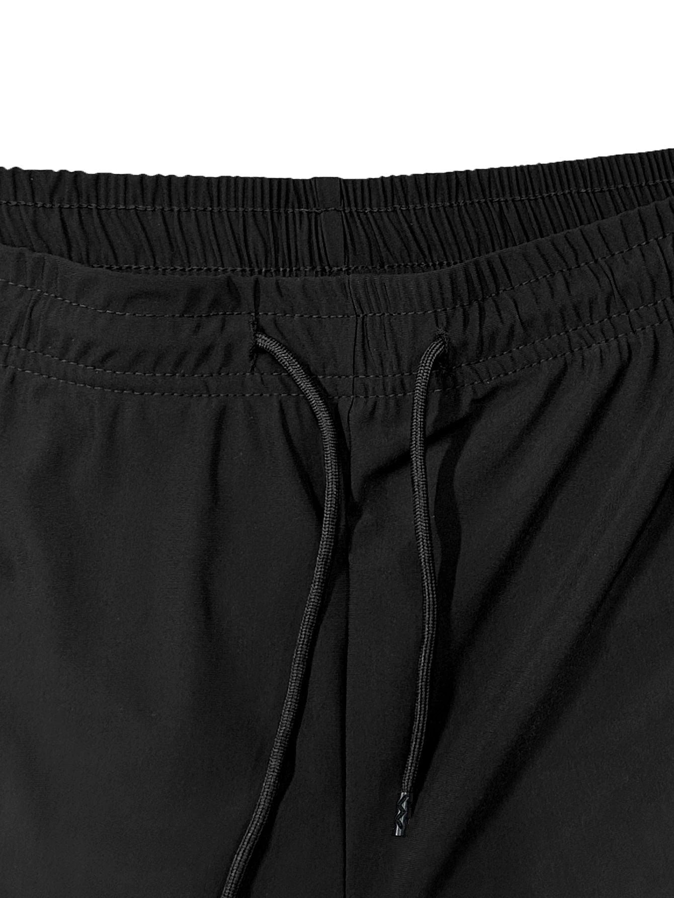 Men’s Elastic Waist Shorts – Solid Color Casual Shorts with Zipper Pockets