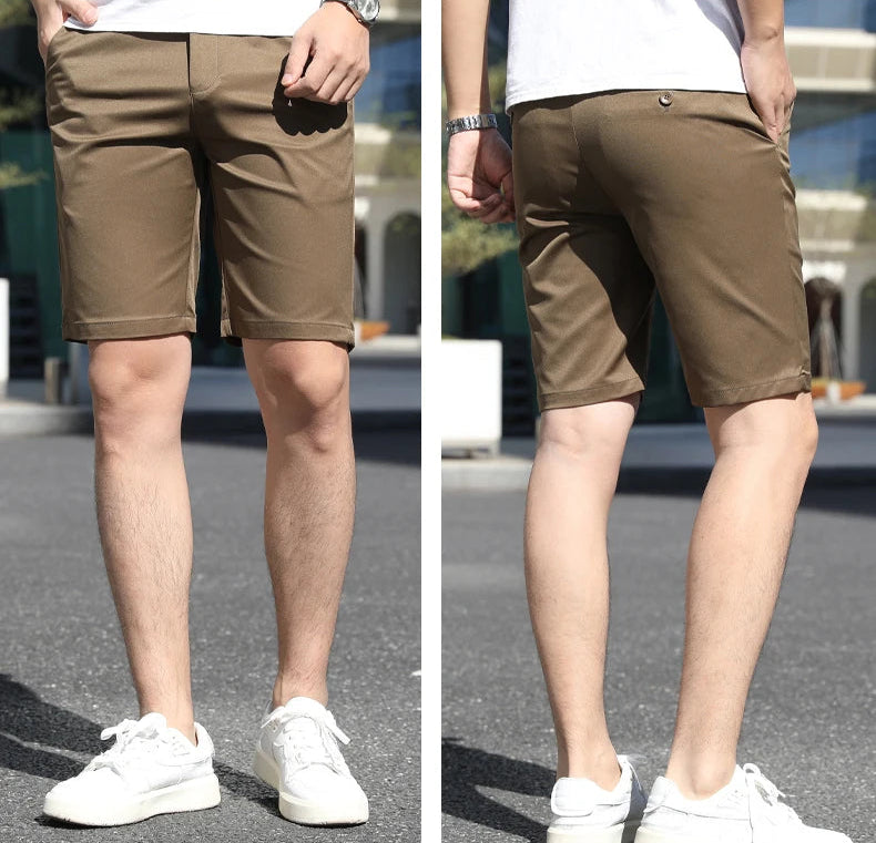 Men’s Summer Slim Fit Stretch Shorts – Lightweight Business Casual Dress Shorts, Fashion High Elastic Waist