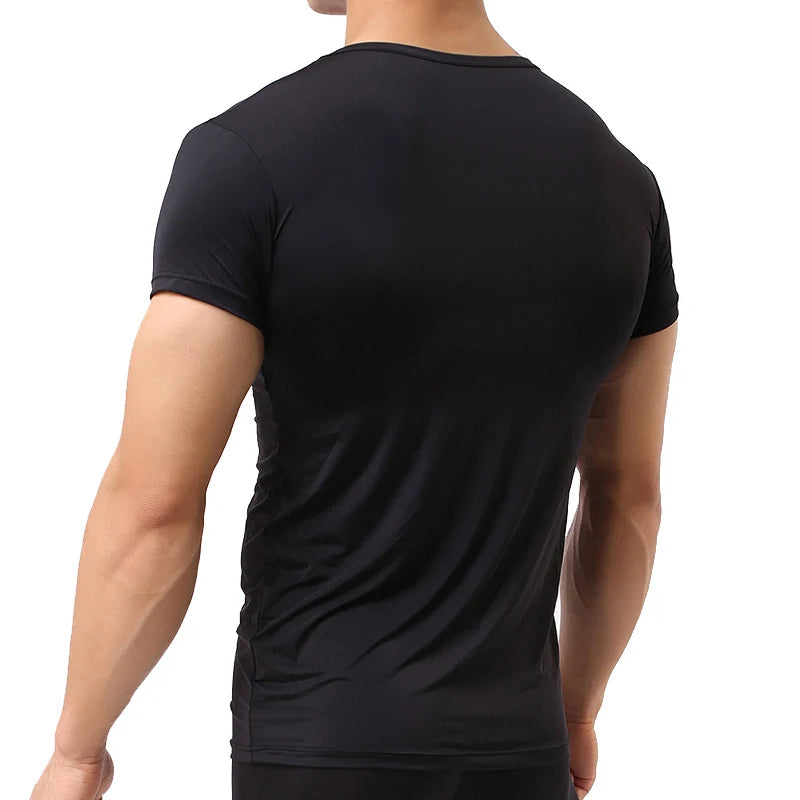 Men’s Ice Silk Quick-Dry T-Shirt – Breathable Slim Fit Summer Top