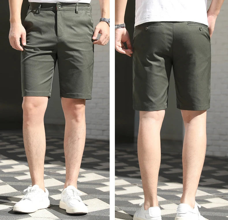 Men’s Summer Slim Fit Stretch Shorts – Lightweight Business Casual Dress Shorts, Fashion High Elastic Waist