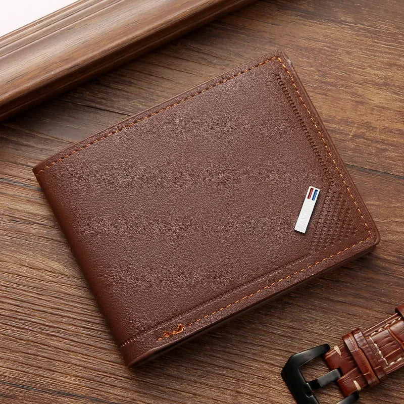Men's Slim Leather Wallet – Minimalist Soft Leather Bifold, Compact & Durable Short Wallet