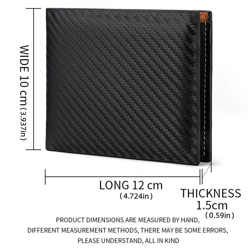 Men's Carbon Fiber Slim Wallet – Short Card Holder with Integrated Zipper Coin Pocket