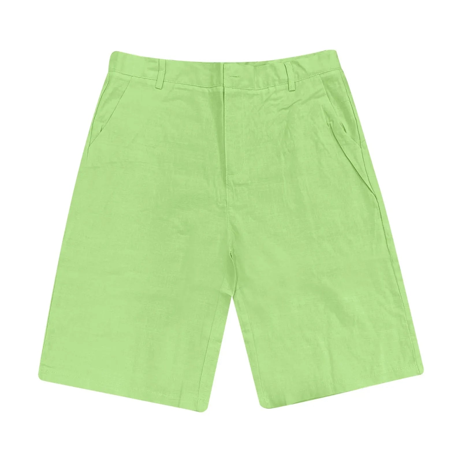 Men’s Solid Color Linen Shorts – Breathable Casual Beach Pants for Summer Holiday