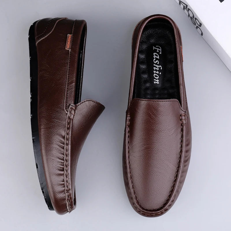Men’s Genuine Leather Slip-On Loafers – Breathable Luxury Moccasins & Italian Driving Shoes