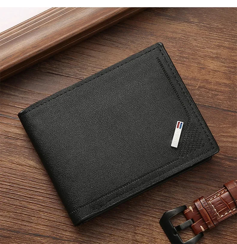 Men's Slim Leather Wallet – Minimalist Soft Leather Bifold, Compact & Durable Short Wallet