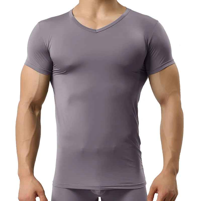 Men’s Ice Silk Quick-Dry T-Shirt – Breathable Slim Fit Summer Top