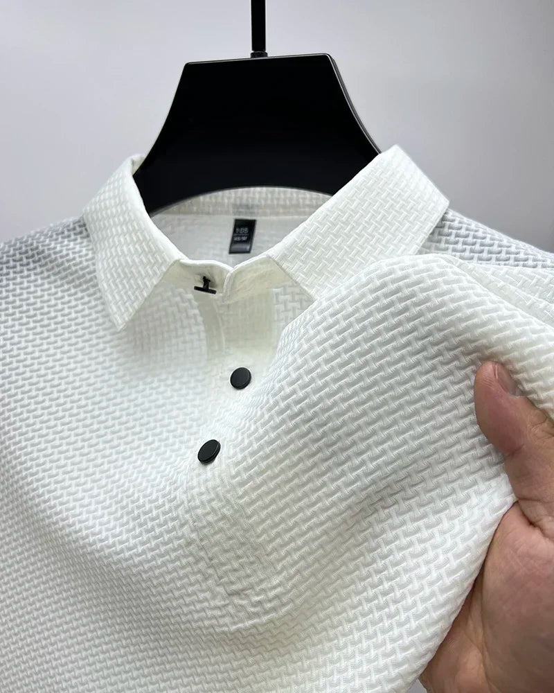 Men's Summer Ice Silk Short Sleeve Polo – Cool, Breathable, Sweat-Absorbing, Business Casual T-Shirt