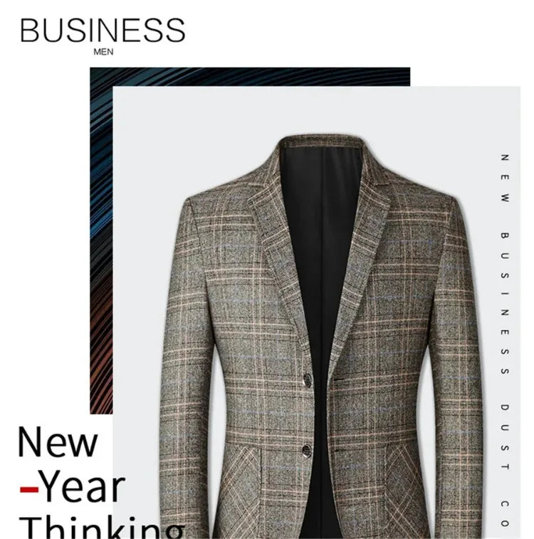 Men’s Plaid Blazer – Spring Wedding & Business Suit Jacket