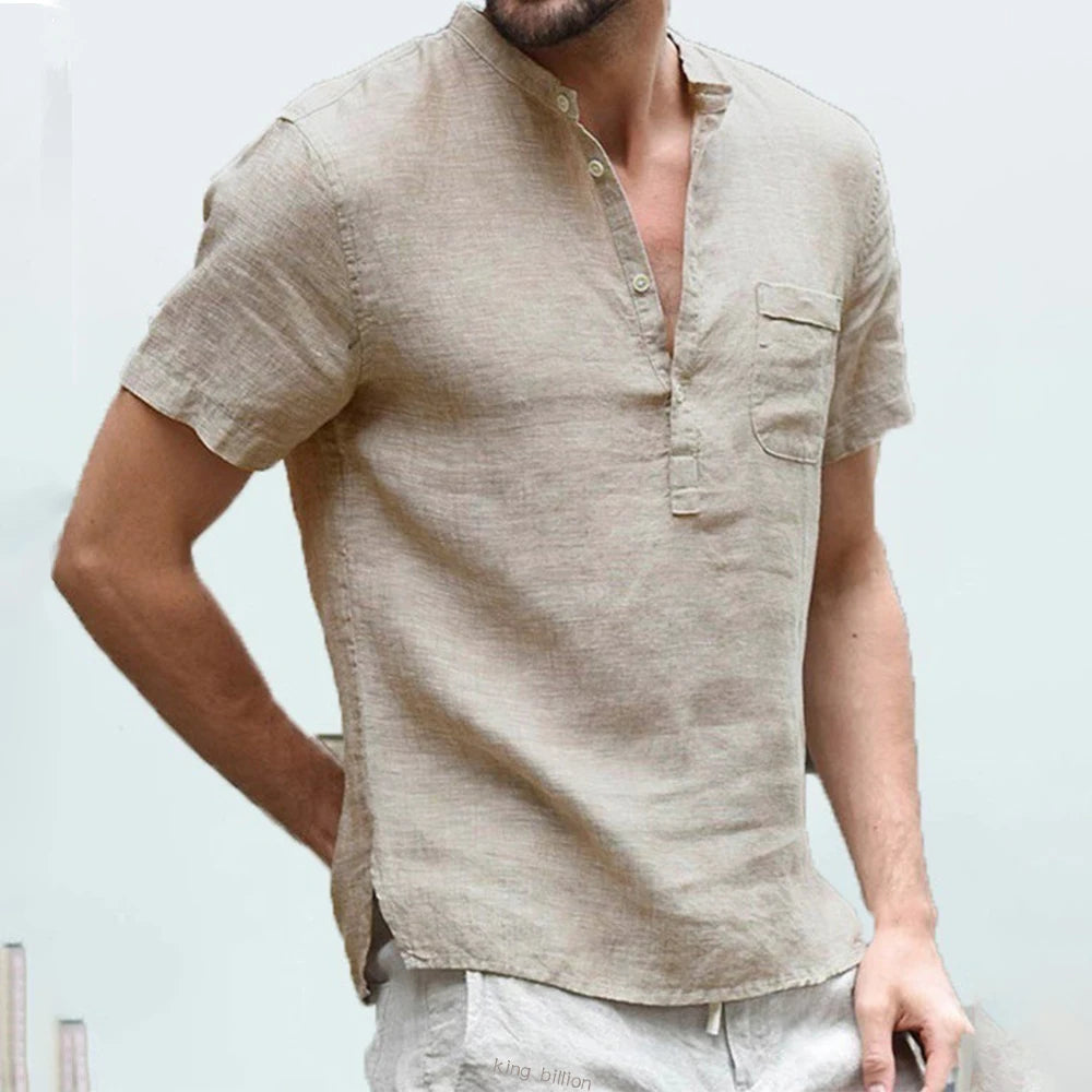 Men's Summer Cotton & Linen Short-Sleeve T-Shirt – Breathable Casual Top, Sizes S-3XL