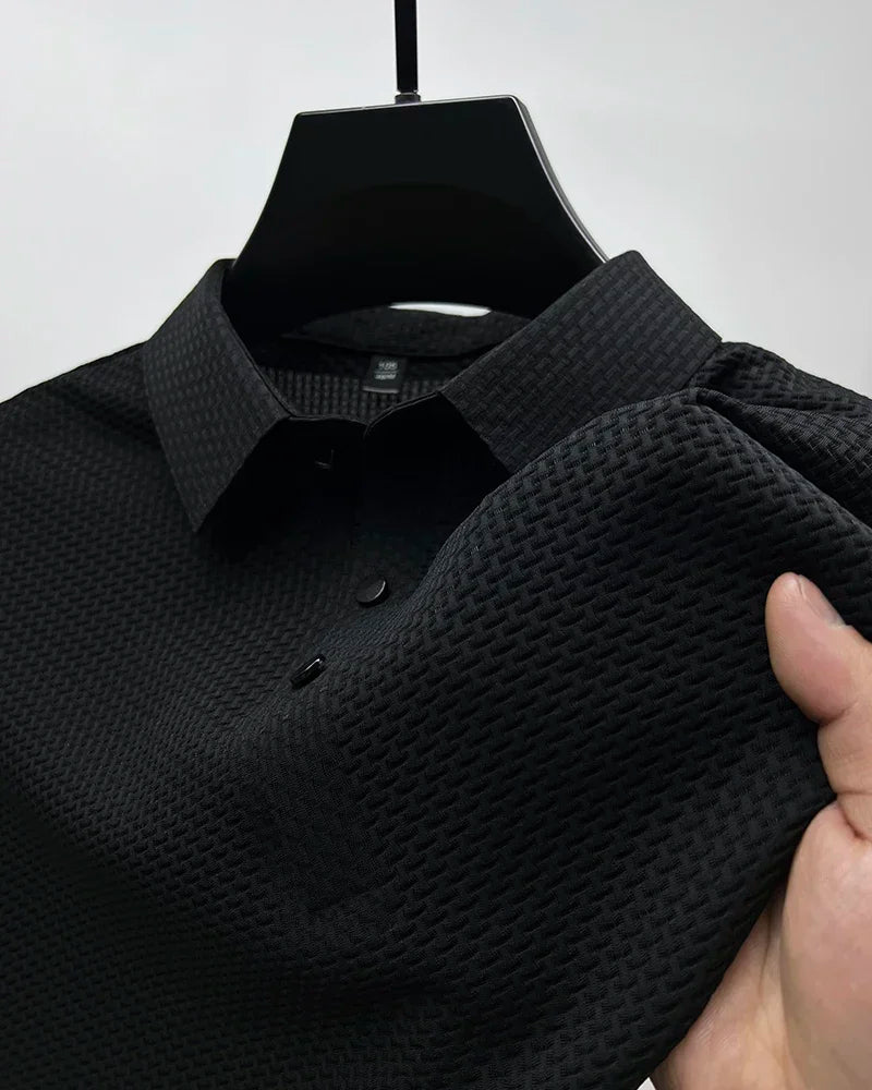 Men's Summer Ice Silk Short Sleeve Polo – Cool, Breathable, Sweat-Absorbing, Business Casual T-Shirt