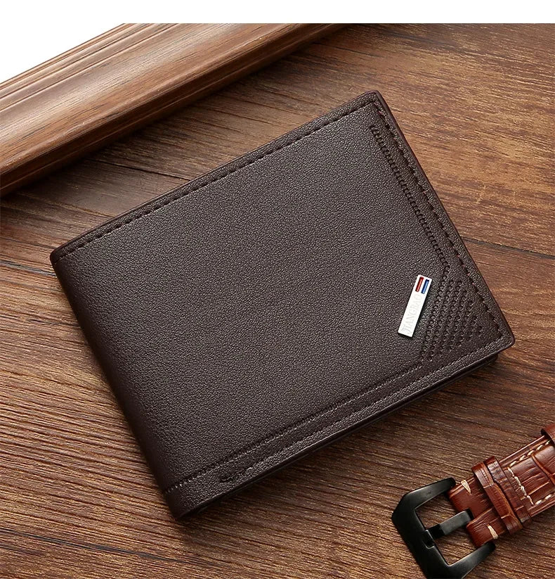 Men's Slim Leather Wallet – Minimalist Soft Leather Bifold, Compact & Durable Short Wallet